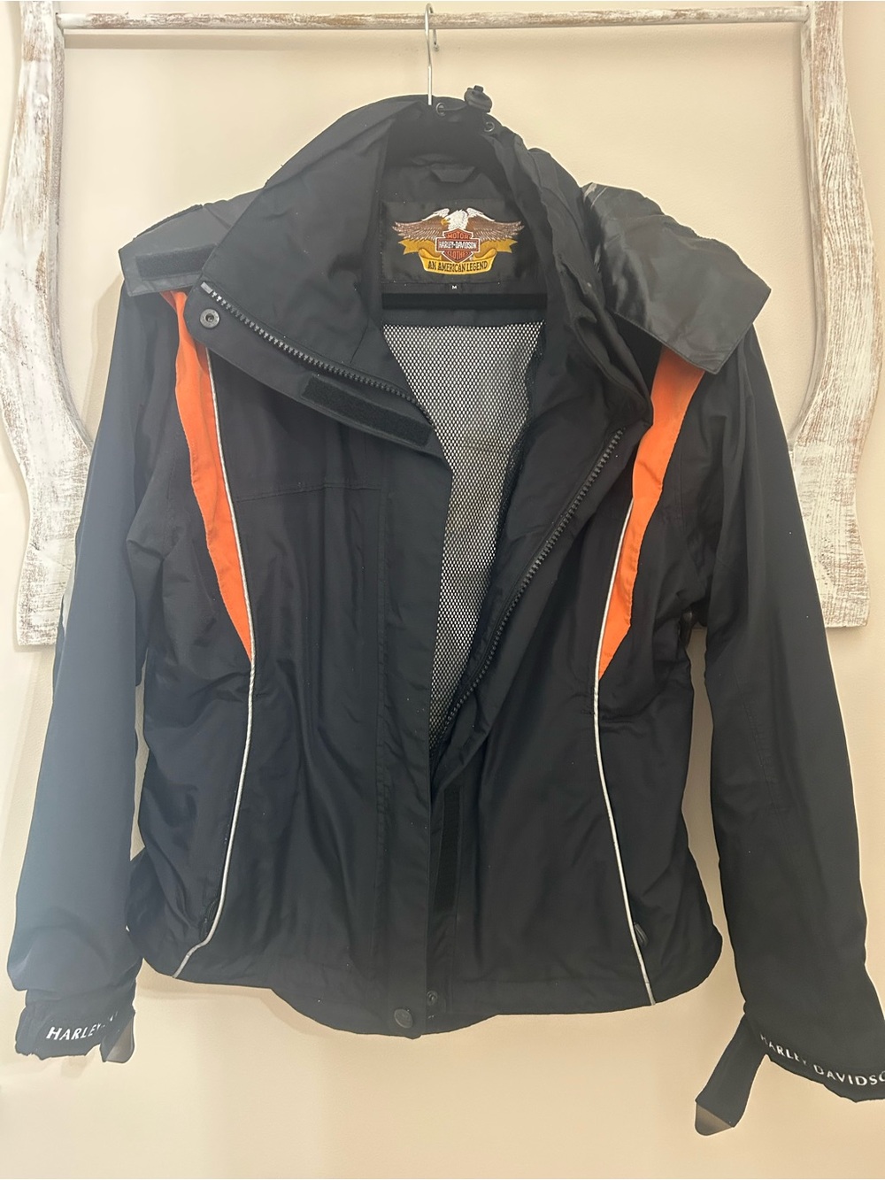 Harley-Davidson Women’s Black Jacket with Orange Contrast Panels. Size M